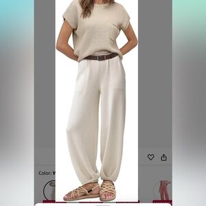 Ugerlov Two Piece Sweater Sets Knit Pullover Tops and High Waisted Pants large